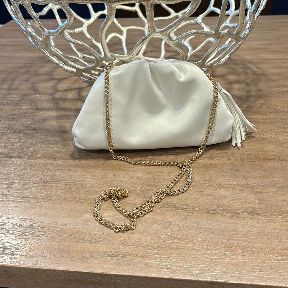 White leather clutch